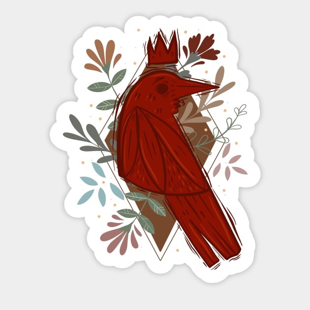 Red Crow Sticker by Little Miss Arkham